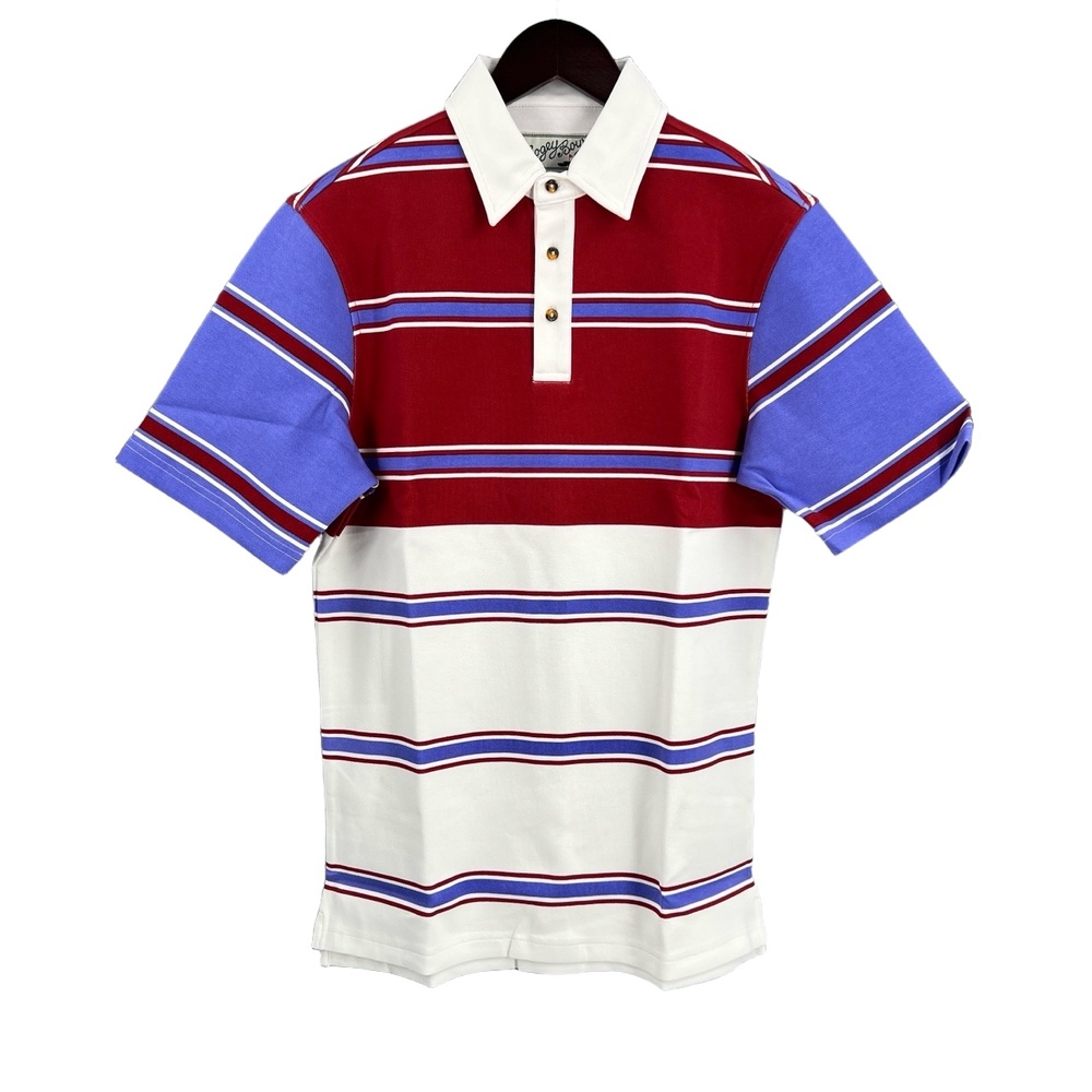 Bogey Boys Preppy Striped Polo Shirt Red White Pique Golf Retro Size Small New